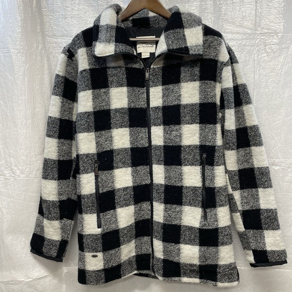 Bob Timberlake Womens Buffalo Plaid Wool Blend‎ Zip Up Jacket Coat Size L